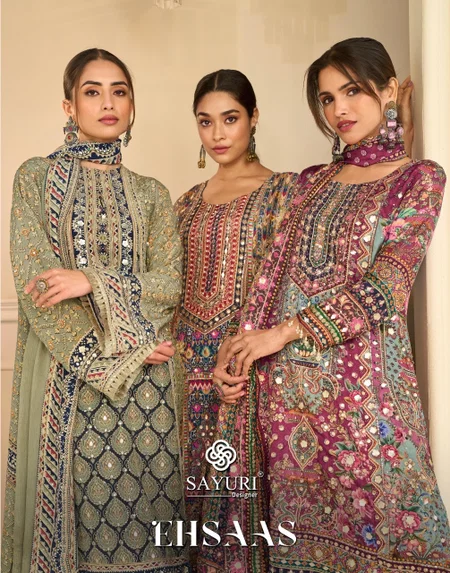 Ehsaas By Sayuri Viscose Silk Readymade Plazzo Suits
